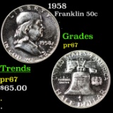 Proof 1958 Franklin Half Dollar 50c Grades GEM++ Proof