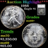***Auction Highlight*** 1988 Silver Eagle Dollar $1 Graded ms69+ By SEGS (fc)