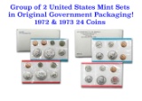 Group of 2 United States Mint Set in Original Government Packaging! From 1972-1973 with 24 Coins Ins