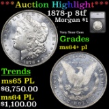 ***Auction Highlight*** 1878-p 8tf Morgan Dollar $1 Graded ms64+ pl By SEGS (fc)