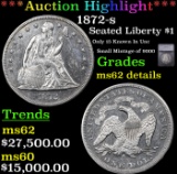 ***Auction Highlight*** 1872-s Seated Liberty Dollar $1 Graded ms62 Details By SEGS