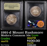 1991-d Mount Rushmore Modern Commem Half Dollar 50c Graded ms70, Perfection By USCG