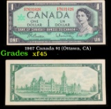 1967 Canada $1 (Ottawa, CA) Grades xf+