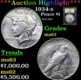 ***Auction Highlight*** 1934-s Peace Dollar $1 Graded Select Unc By USCG (fc)