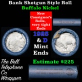 Buffalo Nickel Shotgun Roll in Old Bank Style 'Bell Telephone'  Wrapper 1925 & D Mint Ends.