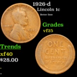 1926-d Lincoln Cent 1c Grades vf+