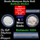 Buffalo Nickel Shotgun Roll in Old Bank Style 'Bell Telephone'  Wrapper 1927 & D Mint Ends.