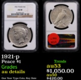 NGC 1921-p Peace Dollar $1 Graded au details By NGC