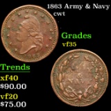 1863 Army & Navy Civil War Token 1c Grades vf++