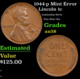 1944-p Lincoln Cent Mint Error 1c Grades Choice AU/BU Slider