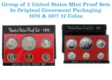 Group of 2 United States Mint Proof Sets In Original Goverment Packaging 1976 & 1977 12 Coins