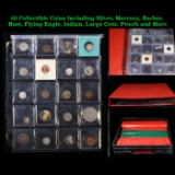 20 Collectible Coins Including Silver, Mercury, Barber, Bust, Flying Eagle, Indian, Large Cent, Proo