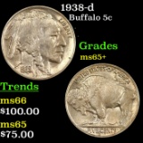 1938-d Buffalo Nickel 5c Grades GEM+ Unc