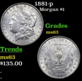 1881-p Morgan Dollar $1 Grades Select Unc