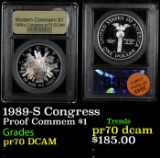 Proof 1989-S Congress Modern Commem Dollar $1 Graded GEM++ Proof Deep Cameo By USCG