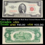 **Star Note** 1953A $2 Red Seal United States Note Grades vf+