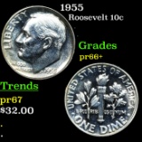 Proof 1955 Roosevelt Dime 10c Grades GEM++ Proof