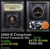 Proof 1989-S Congress Modern Commem Half Dollar 50c Graded GEM++ Proof Deep Cameo By USCG