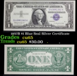 1957B $1 Blue Seal Silver Certificate Grades Gem CU