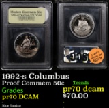 Proof 1992-s Columbus Modern Commem Half Dollar 50c Graded GEM++ Proof Deep Cameo By USCG