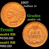 1907 Indian Cent 1c Grades Select+ Unc RB