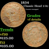 1834 Classic Head half cent 1/2c Grades vf details