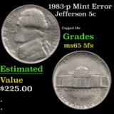 1983-p Jefferson Nickel Mint Error 5c Grades GEM 5fs