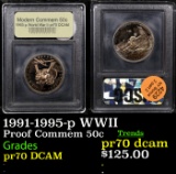 Proof 1991-1995-p WWII Modern Commem Half Dollar 50c Graded GEM++ Proof Deep Cameo By USCG