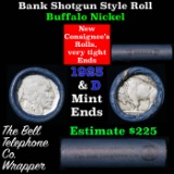 Buffalo Nickel Shotgun Roll in Old Bank Style 'Bell Telephone'  Wrapper 1923 & D Mint Ends.