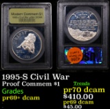 Proof 1995-S Civil War Modern Commem Dollar $1 Graded pr69+ dcam By USCG