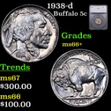 1938-d Buffalo Nickel 5c Graded ms66+ By SEGS