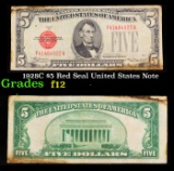 1928C $5 Red Seal United States Note Grades f, fine