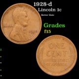 1928-d Lincoln Cent 1c Grades f+