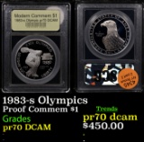 Proof 1983-s Olympics Modern Commem Dollar $1 Graded GEM++ Proof Deep Cameo By USCG