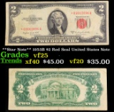 **Star Note** 1953B $2 Red Seal United States Note Grades vf+