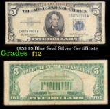1953 $5 Blue Seal Silver Certificate Grades f, fine