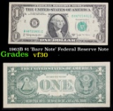 1963B $1 'Barr Note' Federal Reserve Note Grades vf++