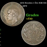 1870 Sweden 1 Öre KM-705 Grades vf++