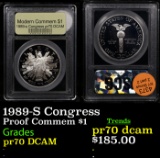 Proof 1989-S Congress Modern Commem Dollar $1 Graded GEM++ Proof Deep Cameo By USCG