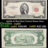 1953B $2 Red Seal United States Note Grades Select CU