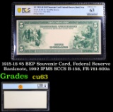 PCGS 1915-18 $5 BEP Souvenir Card, Federal Reserve Banknote, 1992 IPMS SCCS B-158, FR-781-809a Grade