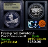 Proof 1999-p Yellowstone Modern Commem Dollar $1 Graded GEM++ Proof Deep Cameo By USCG