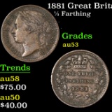 1881 Great Britain 1/3 Farthing KM-750 Queen Victoria Grades Select AU