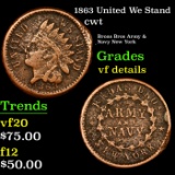 1863 United We Stand Civil War Token 1c Grades vf details