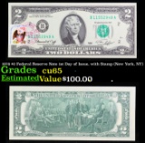 1976 $2 Federal Reserve Note 1st Day of Issue, with Stamp (New York, NY) Grades Gem CU