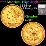 ***Auction Highlight*** 1898-p Gold Liberty Half Eagle $5 Graded au58+ By SEGS (fc)