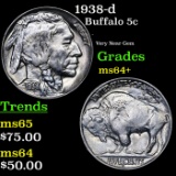 1938-d Buffalo Nickel 5c Grades Choice+ Unc