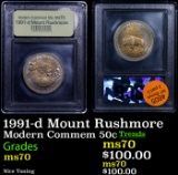 1991-d Mount Rushmore Modern Commem Half Dollar 50c Graded ms70, Perfection By USCG