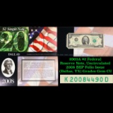 2003A $2 Federal Reserve Note, Uncirculated 2008 BEP Folio Issue (Dallas, TX) Grades Gem CU