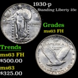 1930-p Standing Liberty Quarter 25c Grades Select Unc FH